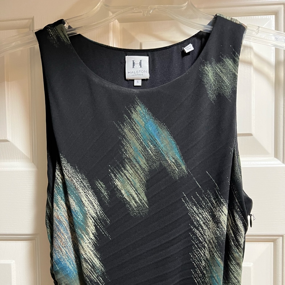 EUC Halston Heritage Black Print Dress Sz 6